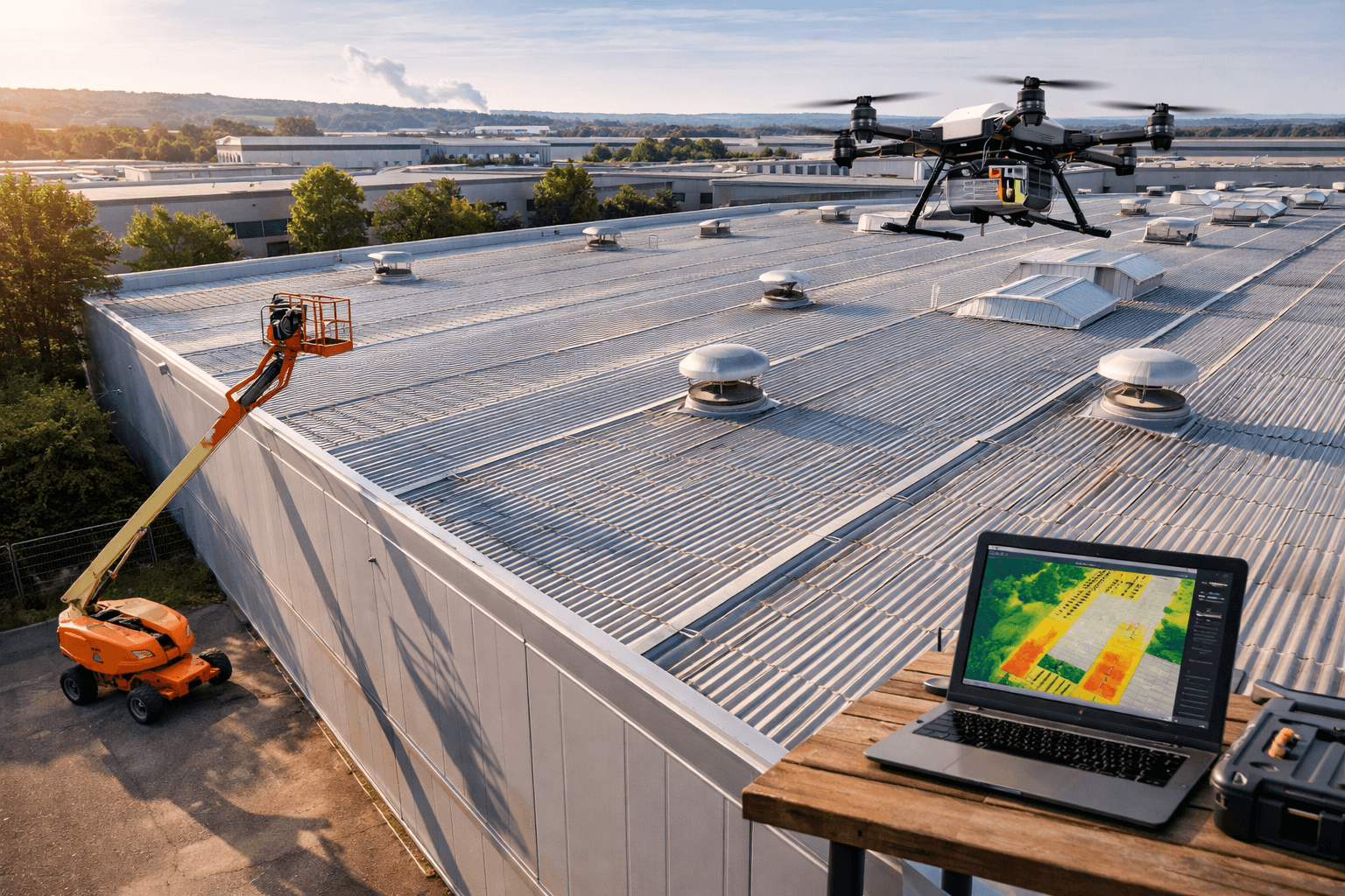 Inspection toiture industrielle : pourquoi éviter les nacelles ?