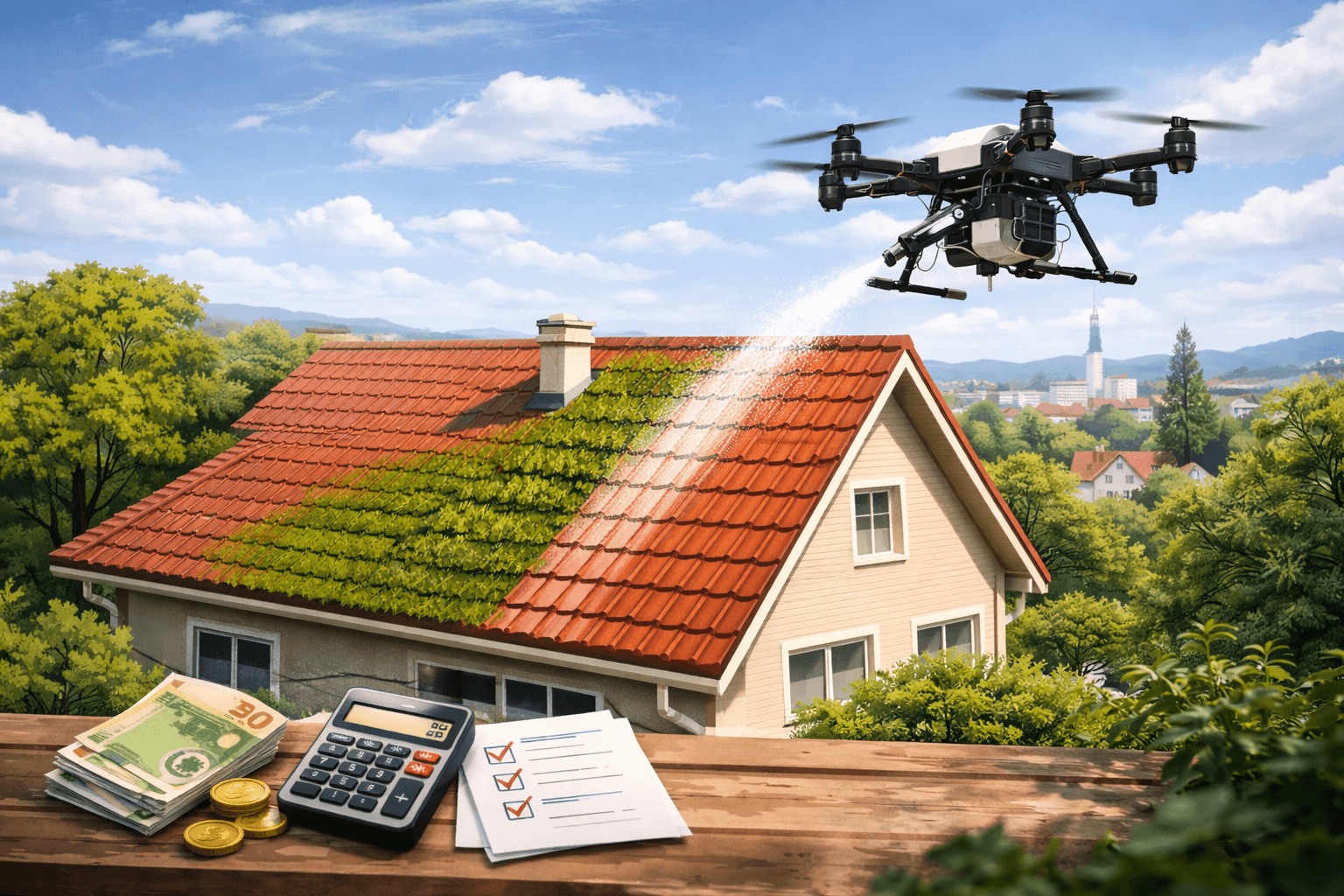 Prix démoussage toiture par drone en 2026 : guide complet