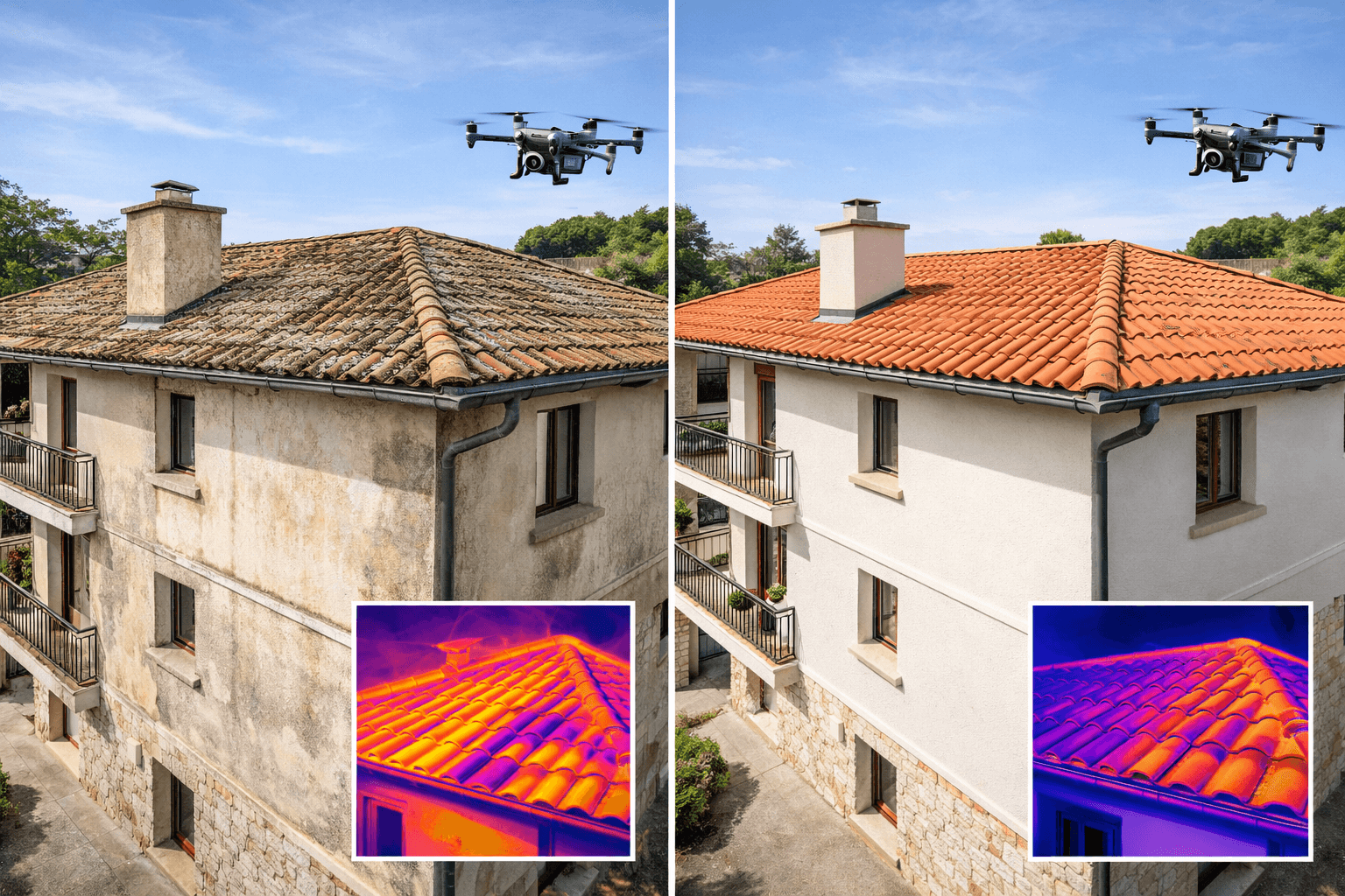 Intervention drone Altiviz — inspection et entretien toiture, façade, panneaux solaires
