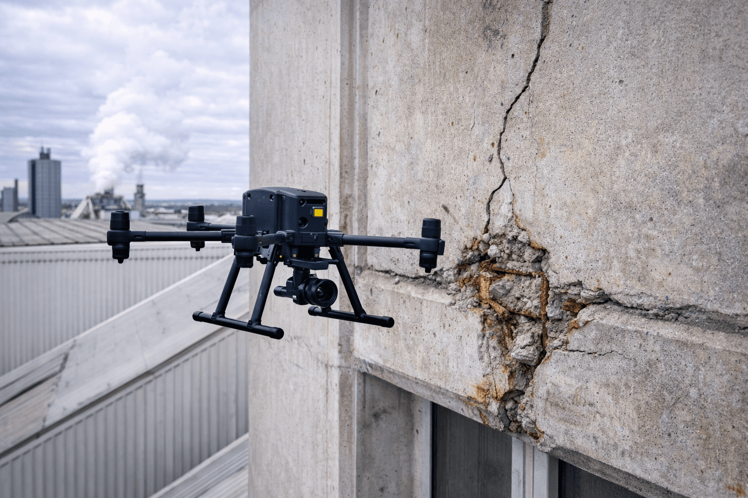 Inspection de façade industrielle par drone