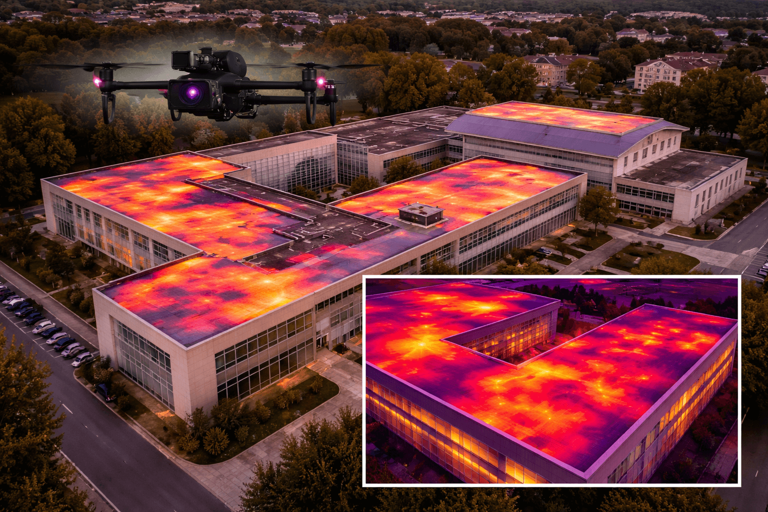 Inspection de toiture de bâtiments publics par drone