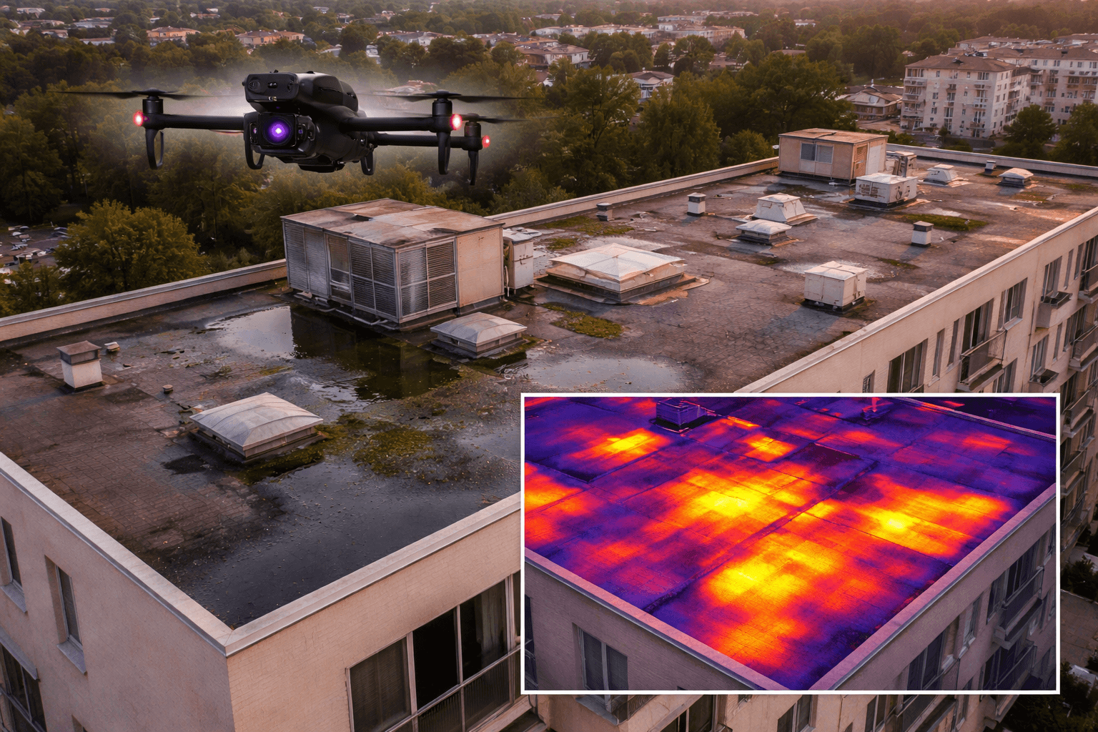 Inspection de toiture immeuble par drone