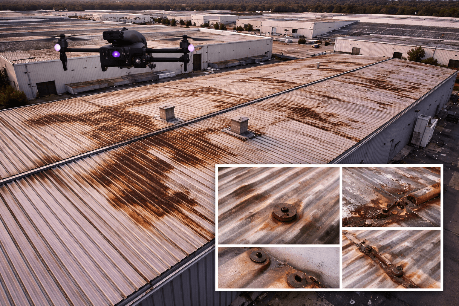 Inspection de toiture industrielle par drone