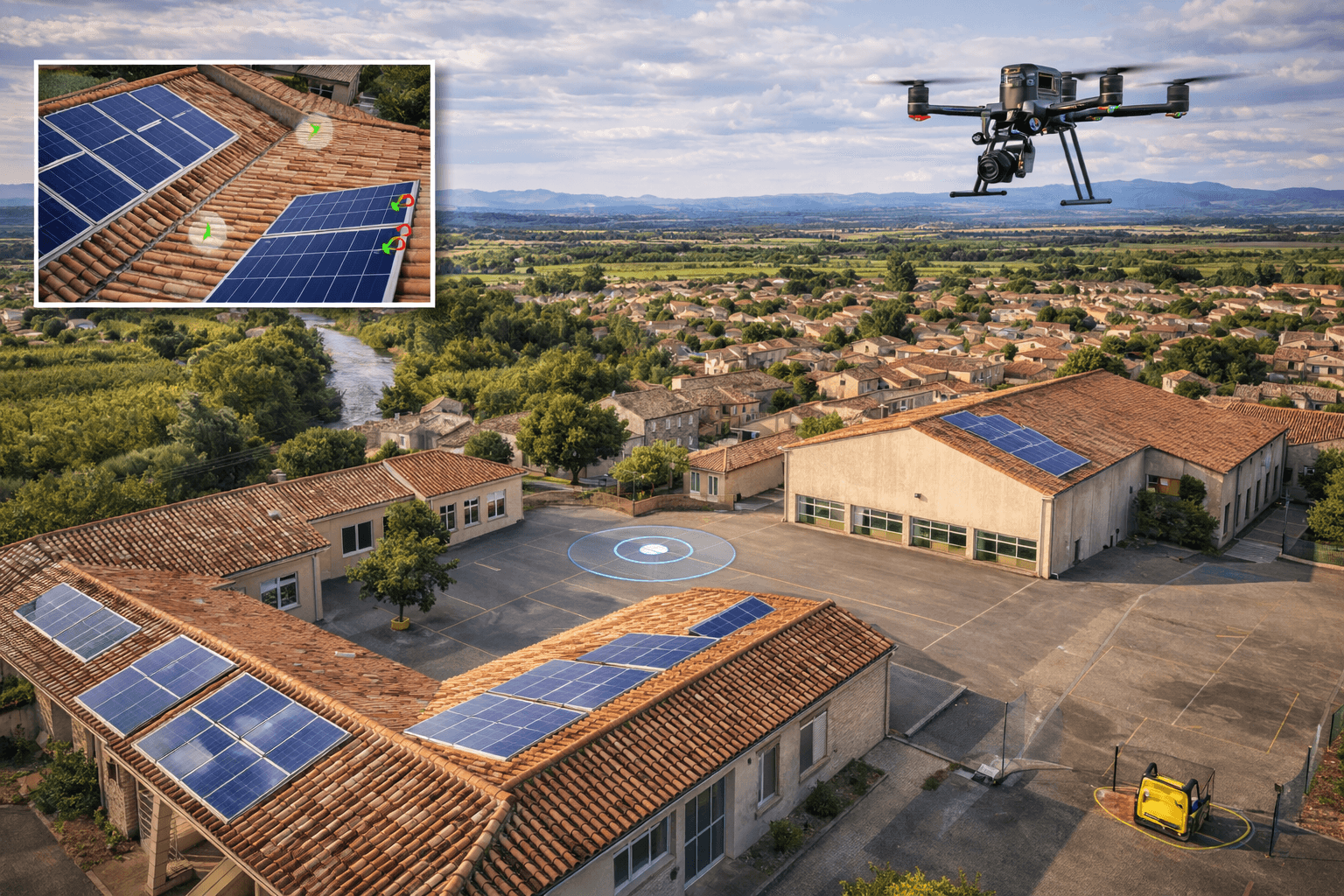 Inspection de toitures de bâtiments publics par drone à Montpellier