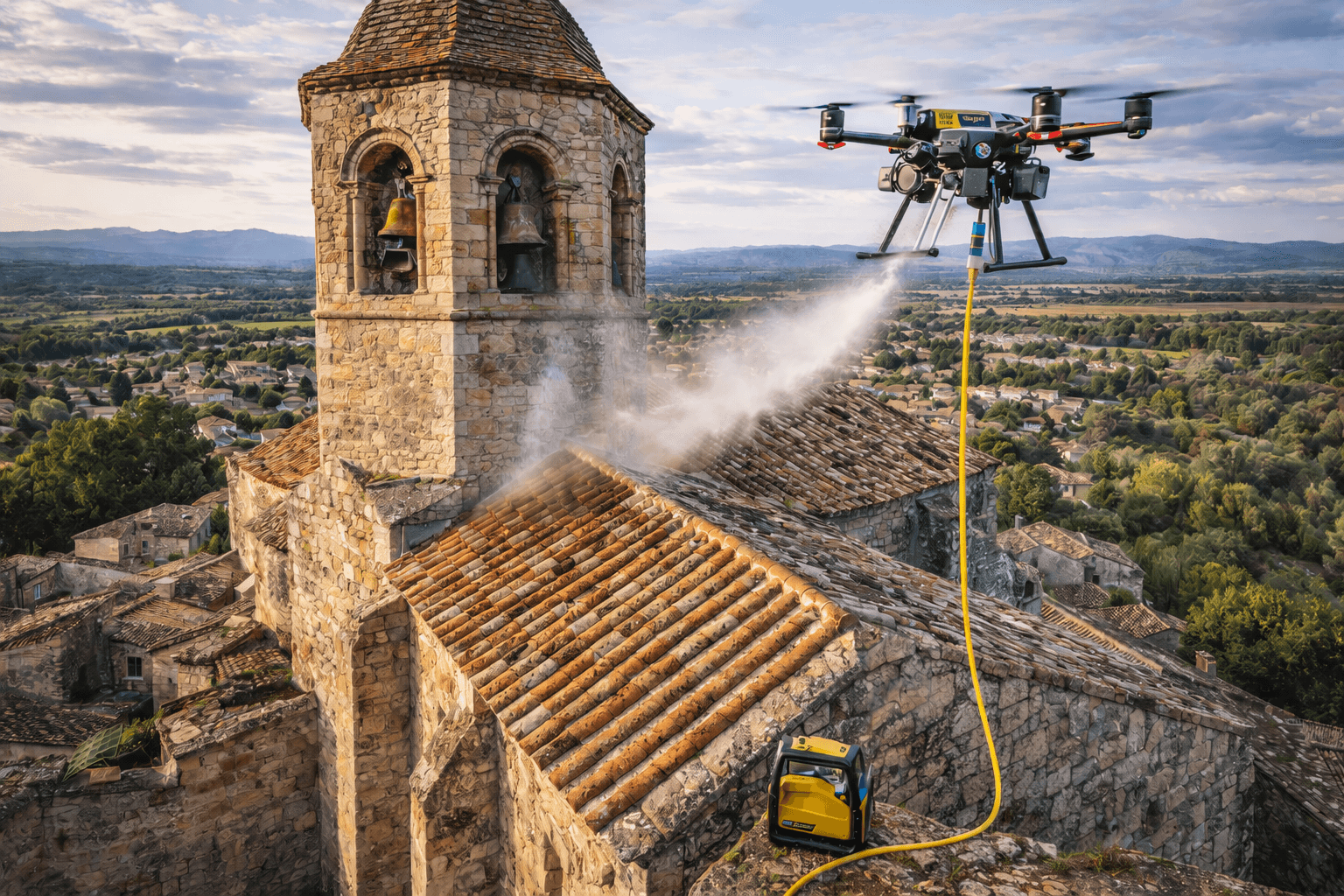 Nettoyage du patrimoine communal par drone à Montpellier