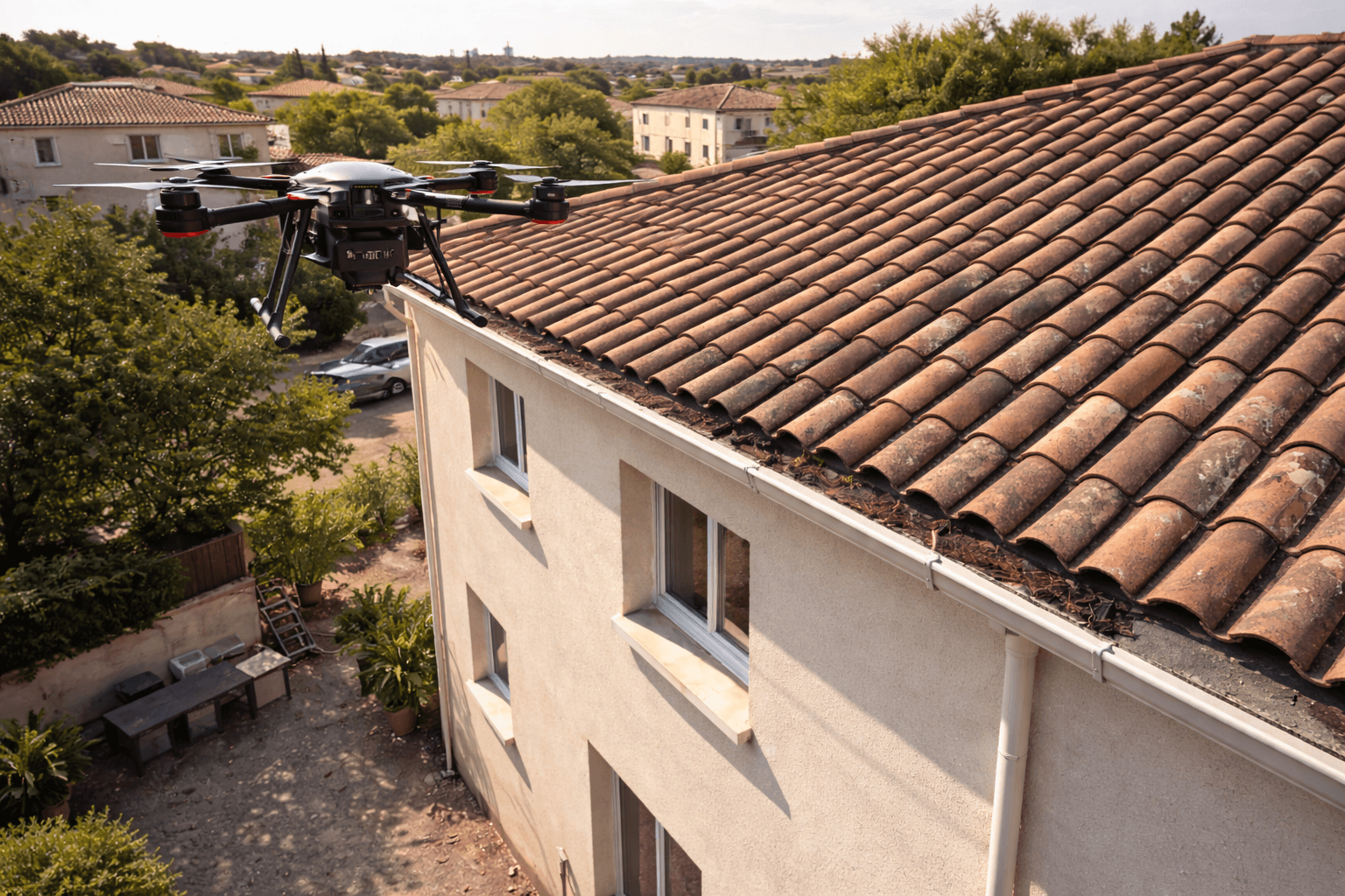 Inspection de toiture par drone avant achat de maison à Montpellier