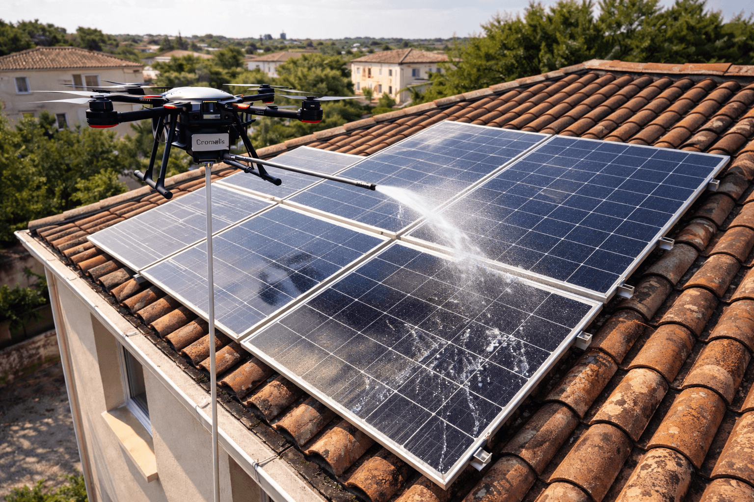 Nettoyage de panneaux solaires par drone à Montpellier
