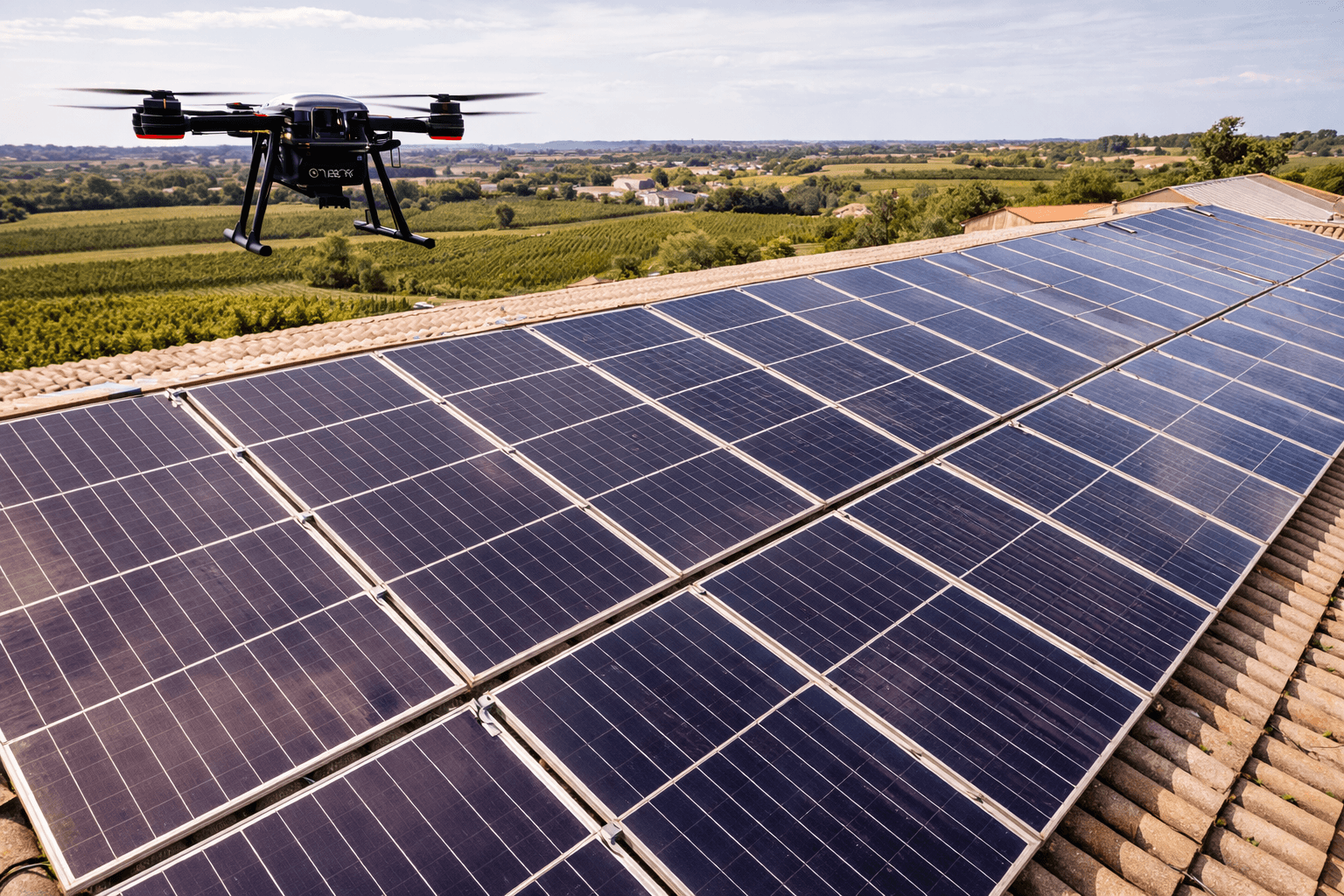 Inspection de panneaux photovoltaïques par drone dans l’Hérault